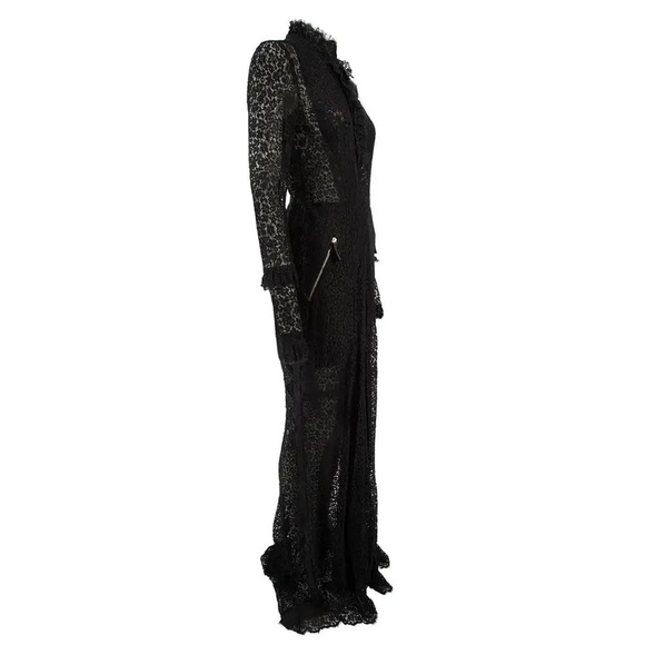 Alessandra Rich Lace Zipper Front Closure Black Gown - Picture 4 of 12